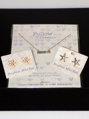 New Brighton Mini Post Love Daisy & Star Fish Earrings, Dream Necklace Bundle